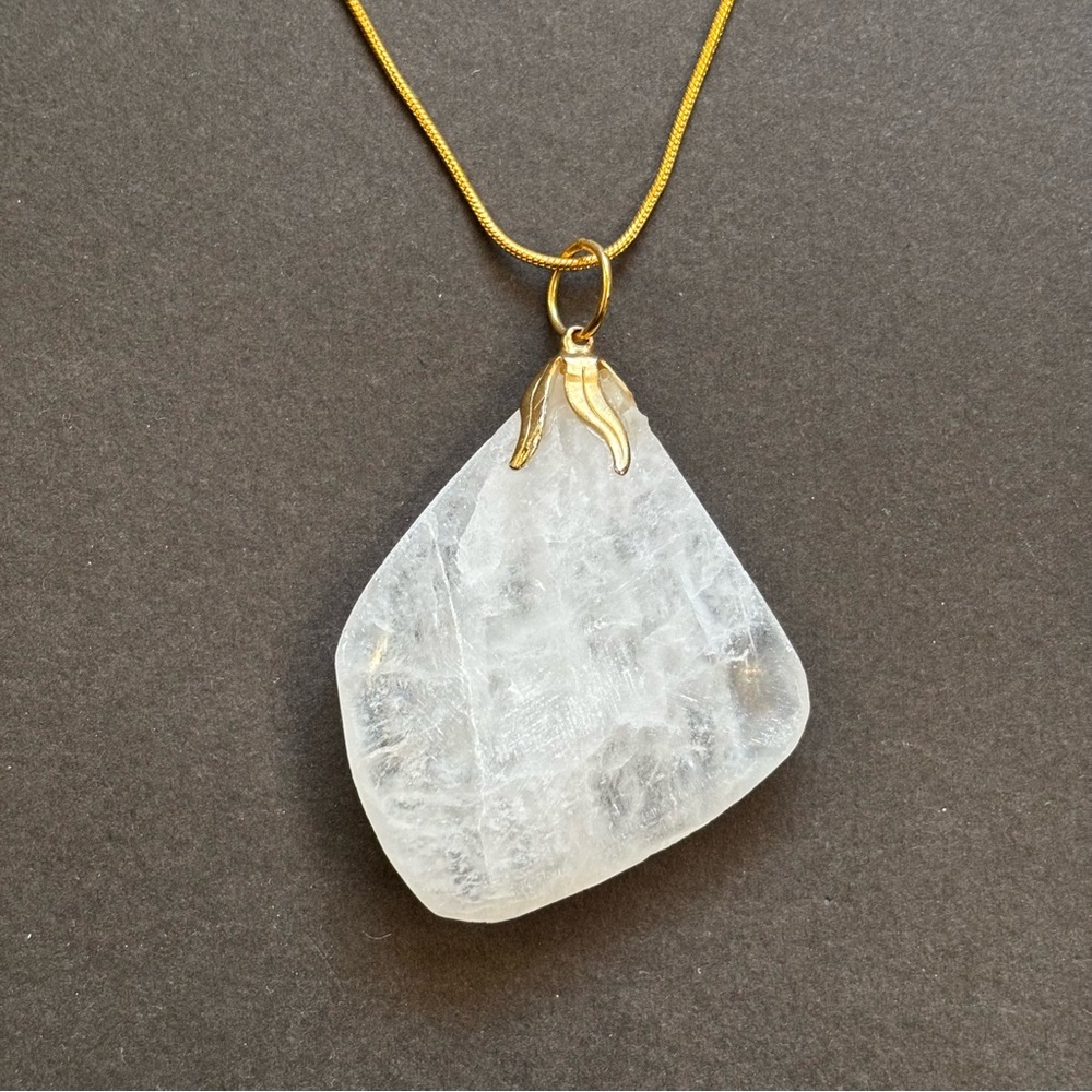 ReMixed Crystal Quartz 14K Gold Plated Pendant Necklace | 25g